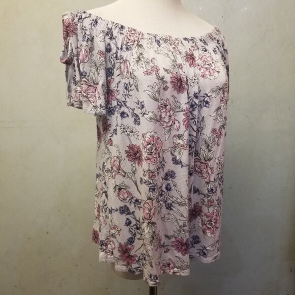 Pink Rose floral top women's size Large (P11) - Picture 2 of 8